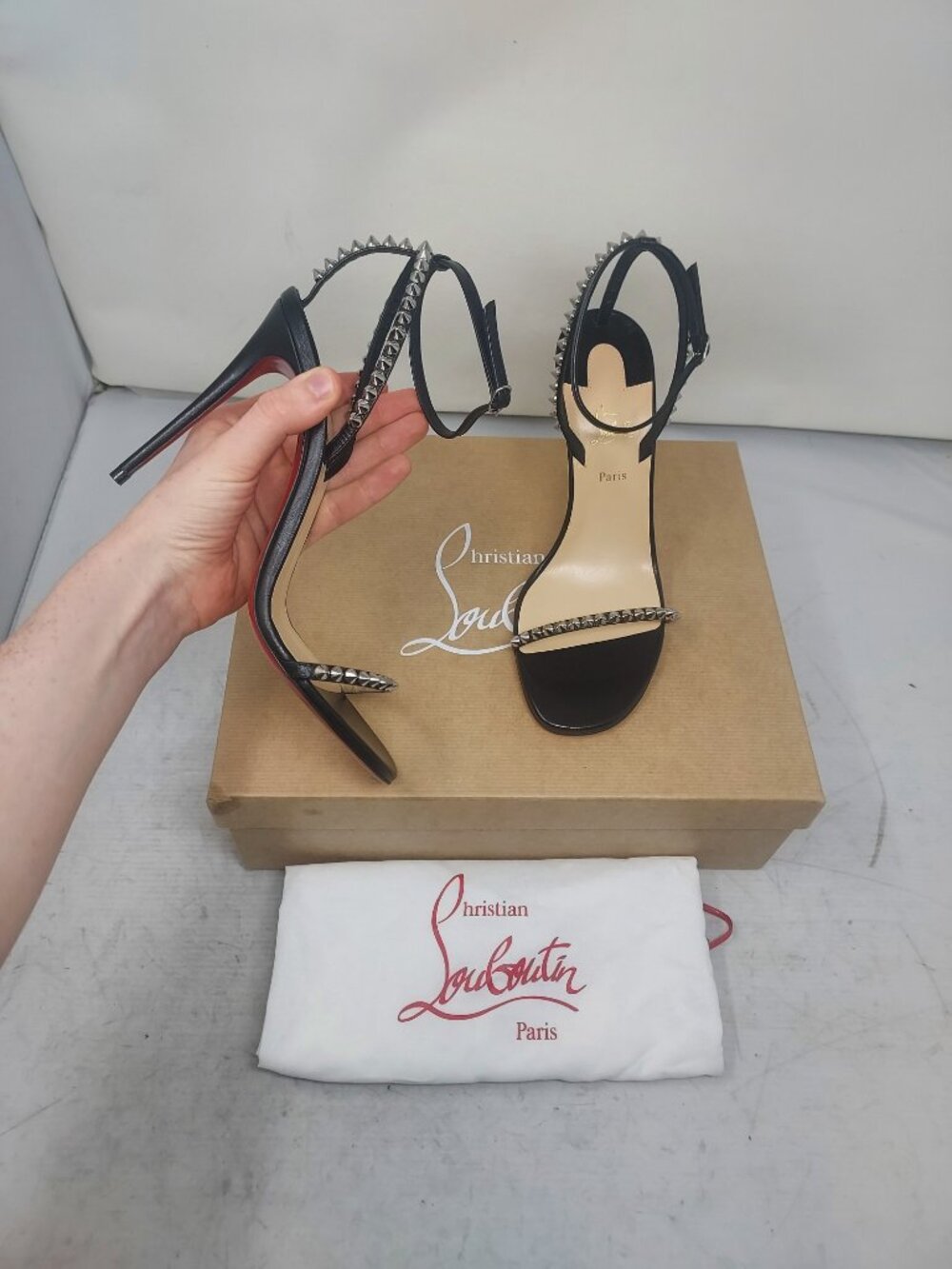 Christian Louboutin So Me Black Stud Heel Sandal